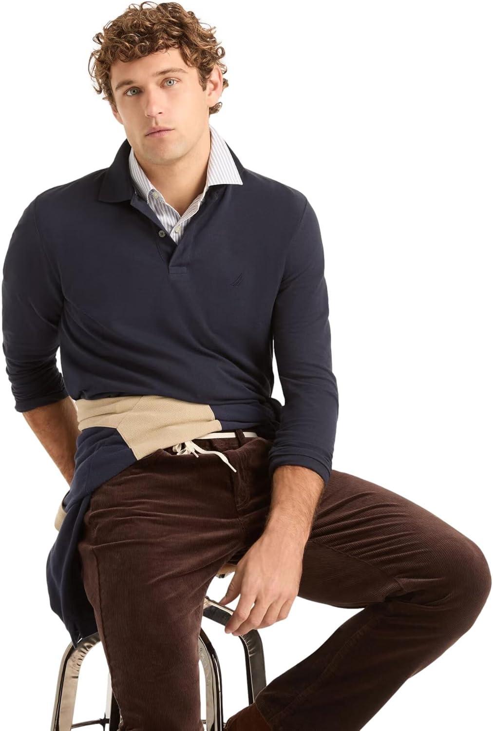 imageNautica Mens Nautica Classic Fit LongSleeve Deck PoloNautica Classic Fit LongSleeve Deck PoloFrench Navy
