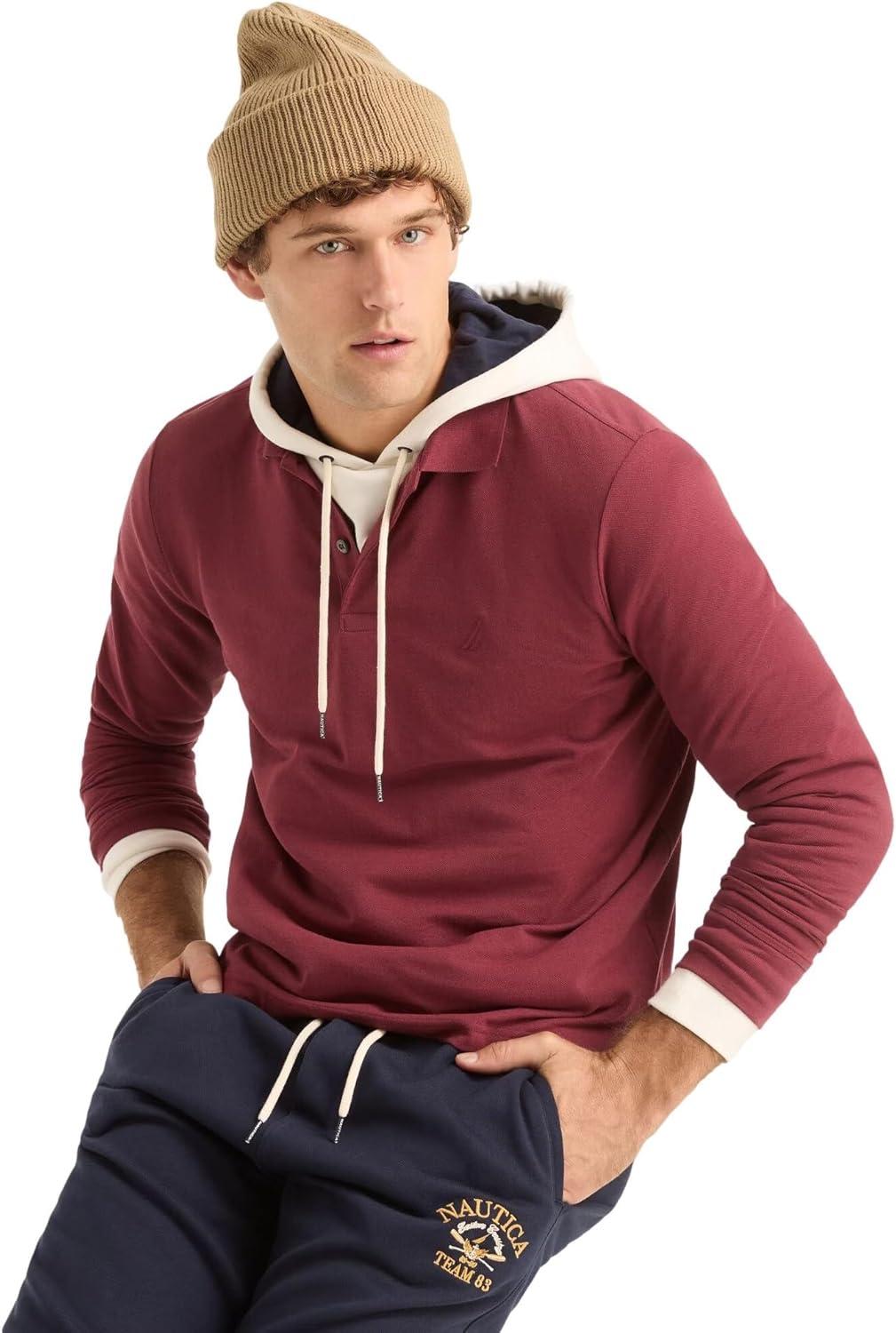 imageNautica Mens Nautica Classic Fit LongSleeve Deck PoloNautica Classic Fit LongSleeve Deck PoloOxblood Red
