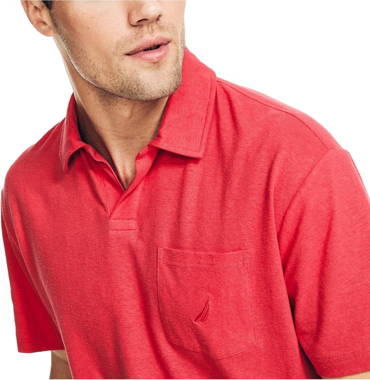 imageNautica Mens Sustainably Crafted Classic Fit PoloRococco Red