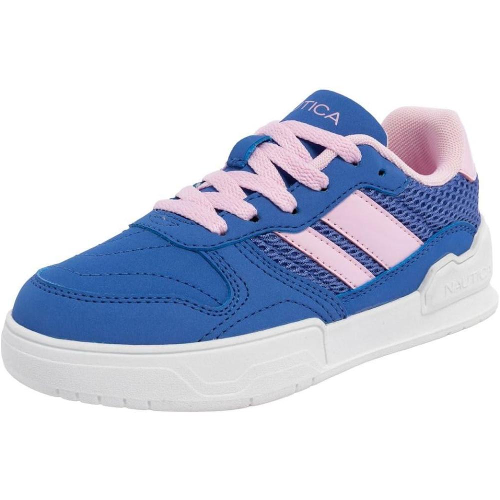 imageNautica Boys Girls Casual Fashion Shoes Comfortable Soccer Classic Walking Tennis Sneakers for Kids Breathable Lightweight amp Flexible Lace UpBungeeBlue Pinklotte