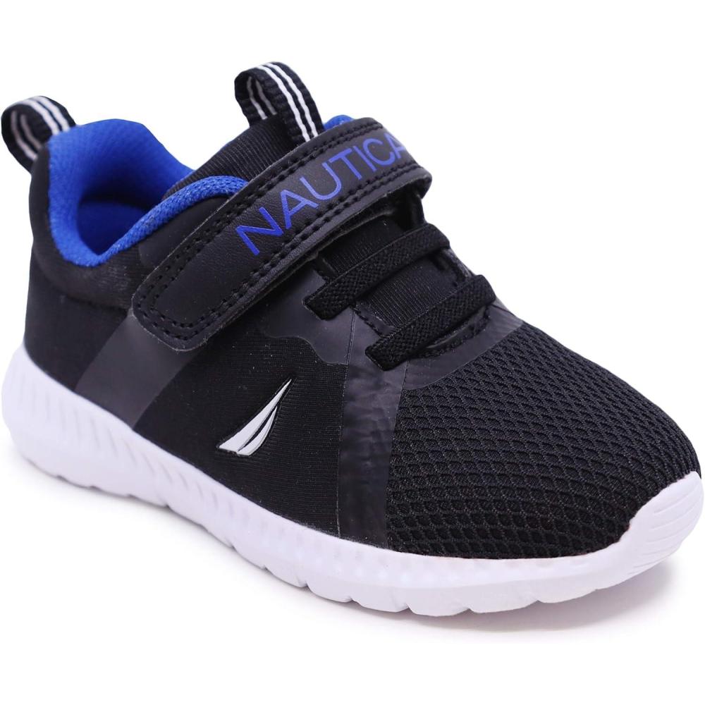 imageNautica Kids Fashion Sneaker Athletic Running Shoe with One Strap Boys GirlsToddlerLittle KidBlack Mesh Cobalt