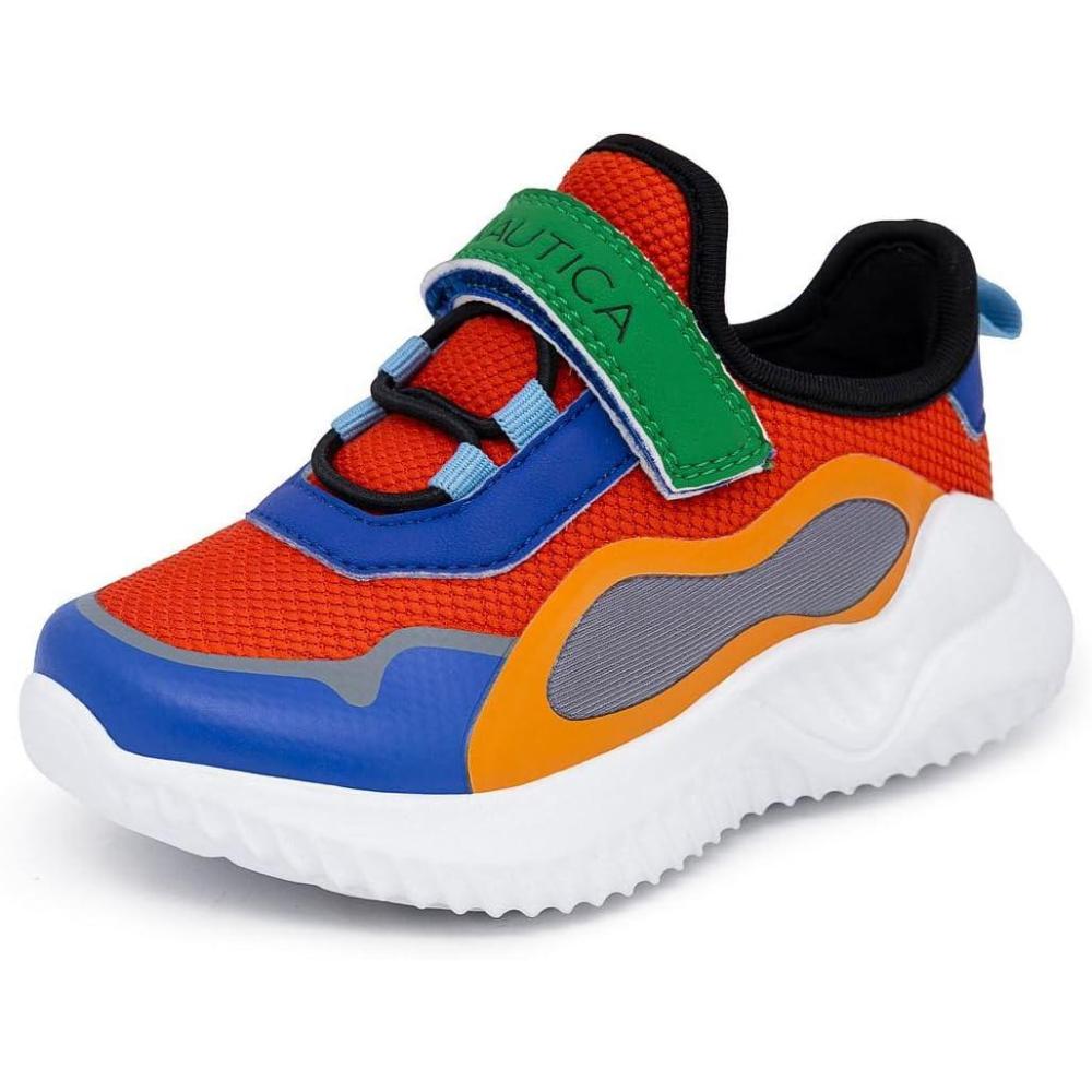 imageNautica Kids Fashion Sneaker Athletic Running Shoe with One Strap Boys GirlsToddlerLittle KidBold Blocksharky