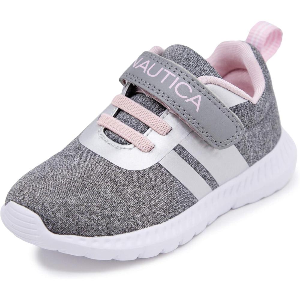 imageNautica Kids Fashion Sneaker Athletic Running Shoe with One Strap Boys  GirlsToddlerLittle KidGrey Heather