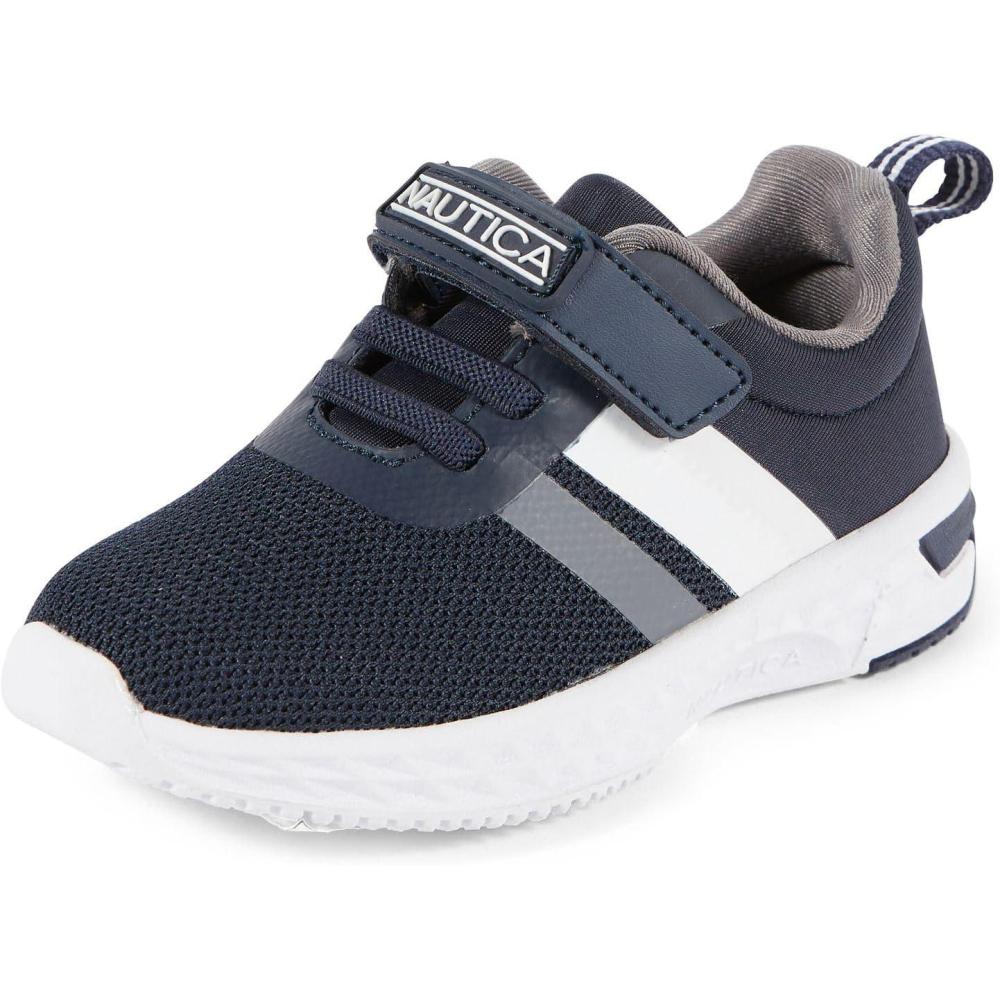 imageNautica Kids Fashion Sneaker Athletic Running Shoe with One Strap Boys GirlsToddlerLittle KidNavy Greybreck