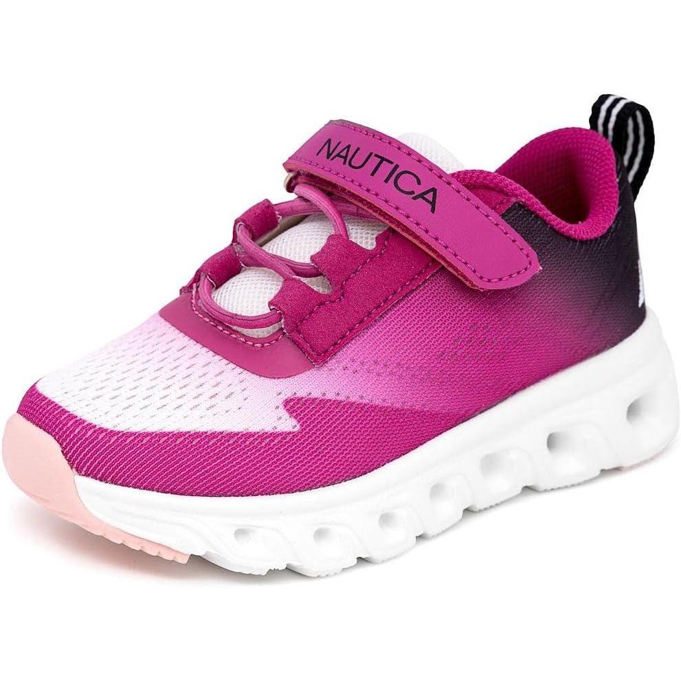 imageNautica Kids Fashion Sneaker Athletic Running Shoe with One Strap Boys GirlsToddlerLittle KidWhite Fushia Peach