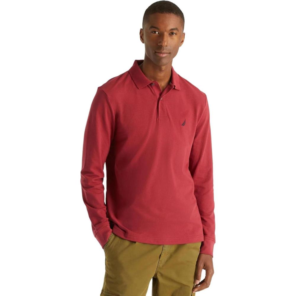 imageNautica Mens Nautica Classic Fit LongSleeve Deck PoloNautica Classic Fit LongSleeve Deck PoloAutumnberry