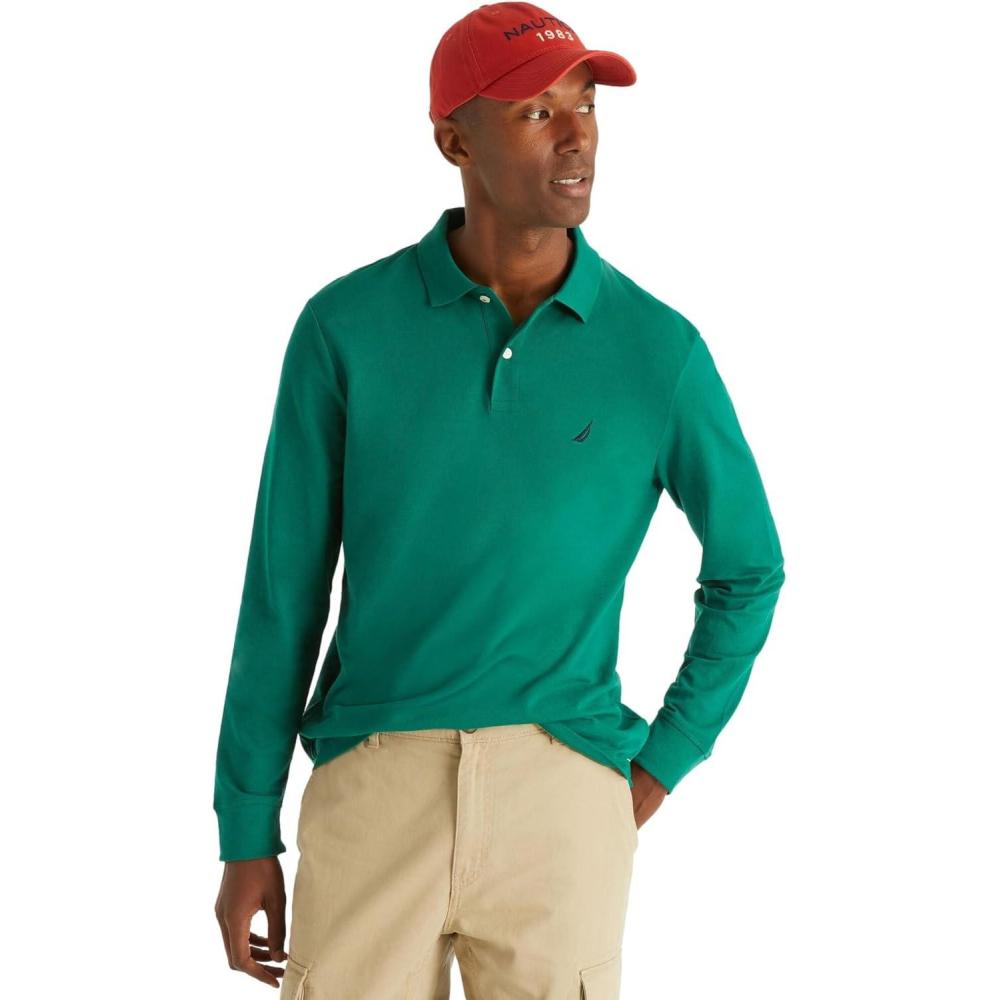 imageNautica Mens Nautica Classic Fit LongSleeve Deck PoloNautica Classic Fit LongSleeve Deck PoloGreenleaf