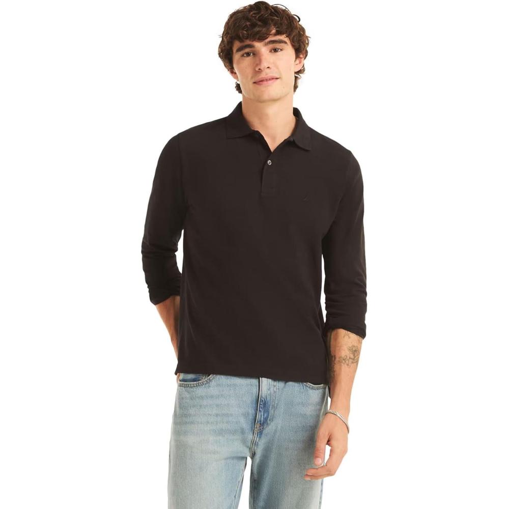 imageNautica Mens Nautica Classic Fit LongSleeve Deck PoloNautica Classic Fit LongSleeve Deck PoloLuxury Black