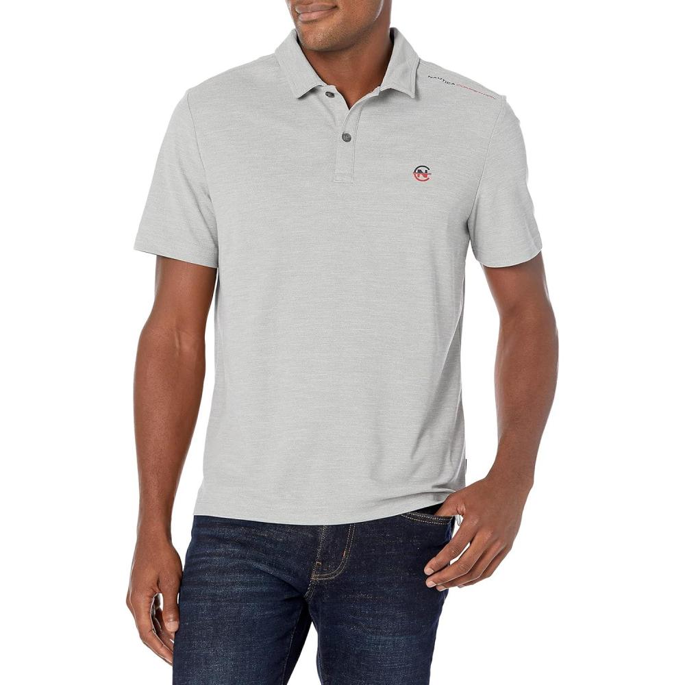imageNautica Mens Sustainably Crafted Classic Fit PoloAnchor Grey Heather