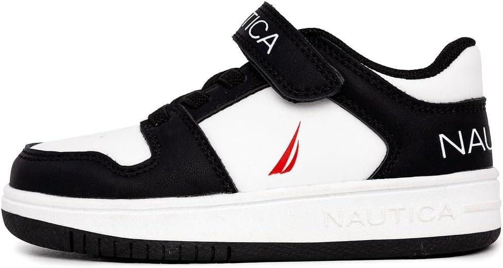 imageNautica Kids Adjustable Strap Shoes Comfortable Casual Sneakers for Boys and Girls Toddlers amp Little KidsBlack White Red
