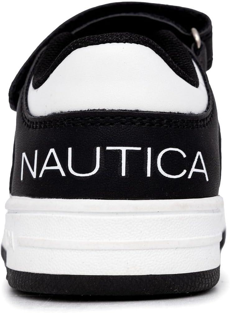 imageNautica Kids Adjustable Strap Shoes Comfortable Casual Sneakers for Boys and Girls Toddlers amp Little KidsBlack White