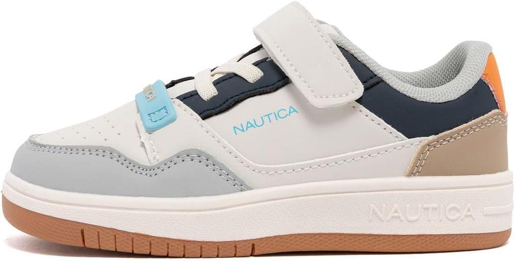 imageNautica Kids Adjustable Strap Shoes Comfortable Casual Sneakers for Boys and Girls Toddlers amp Little KidsBone Blockseaspray