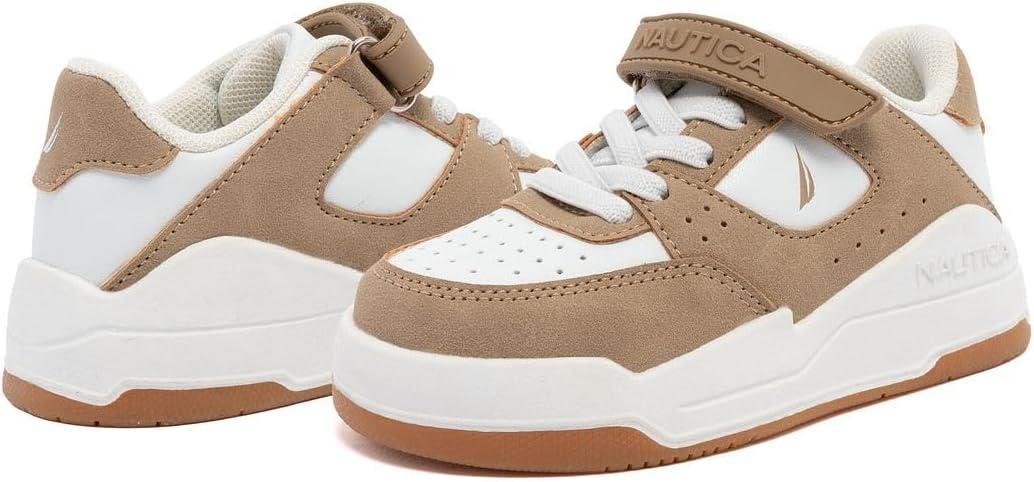 imageNautica Kids Adjustable Strap Shoes Comfortable Casual Sneakers for Boys and Girls Toddlers amp Little KidsKhaki Multihuntley