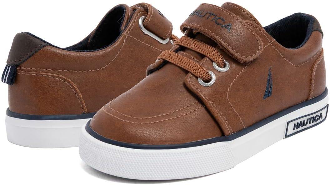 imageNautica Kids Adjustable Strap Shoes Comfortable Casual Sneakers for Boys and Girls Toddlers amp Little KidsTan X Berrian