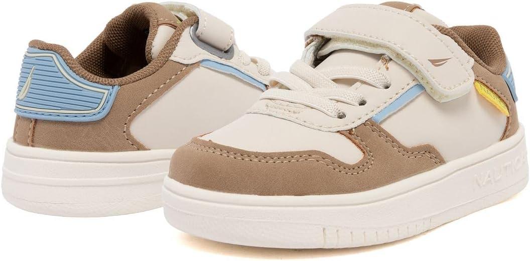 imageNautica Kids Adjustable Strap Shoes Comfortable Casual Sneakers for Boys and Girls Toddlers amp Little KidsTaupe Multi