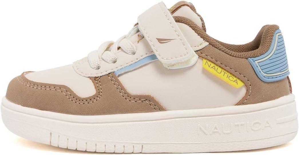 imageNautica Kids Adjustable Strap Shoes Comfortable Casual Sneakers for Boys and Girls Toddlers amp Little KidsTaupe Multi