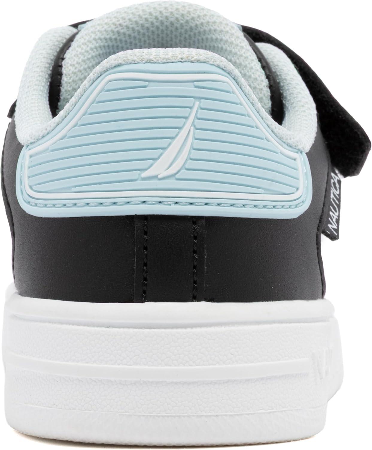 imageNautica Kids Adjustable Strap Shoes Comfortable Casual Sneakers for Boys and Girls Toddlers amp Little KidsWhite Black Blue