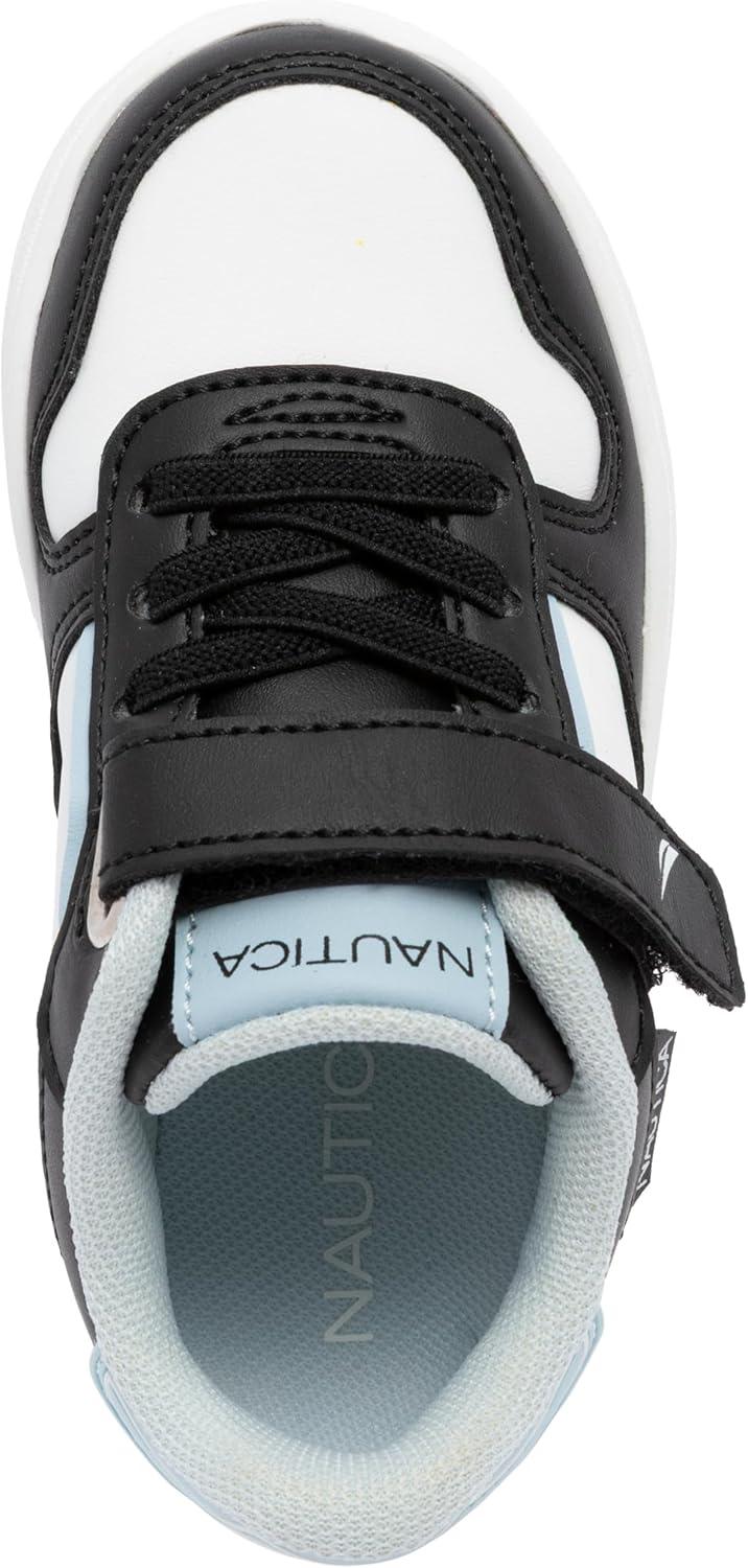 imageNautica Kids Adjustable Strap Shoes Comfortable Casual Sneakers for Boys and Girls Toddlers amp Little KidsWhite Black Blue