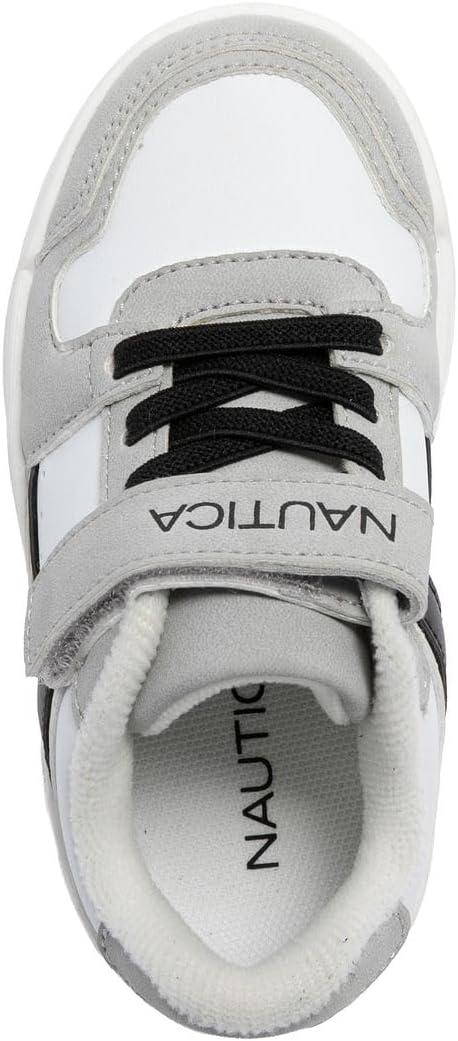imageNautica Kids Adjustable Strap Shoes Comfortable Casual Sneakers for Boys and Girls Toddlers amp Little KidsWhite Black Grey