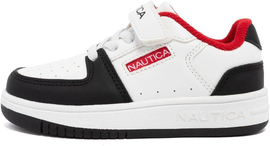 imageNautica Kids Adjustable Strap Shoes Comfortable Casual Sneakers for Boys and Girls Toddlers amp Little KidsWhite Black Red