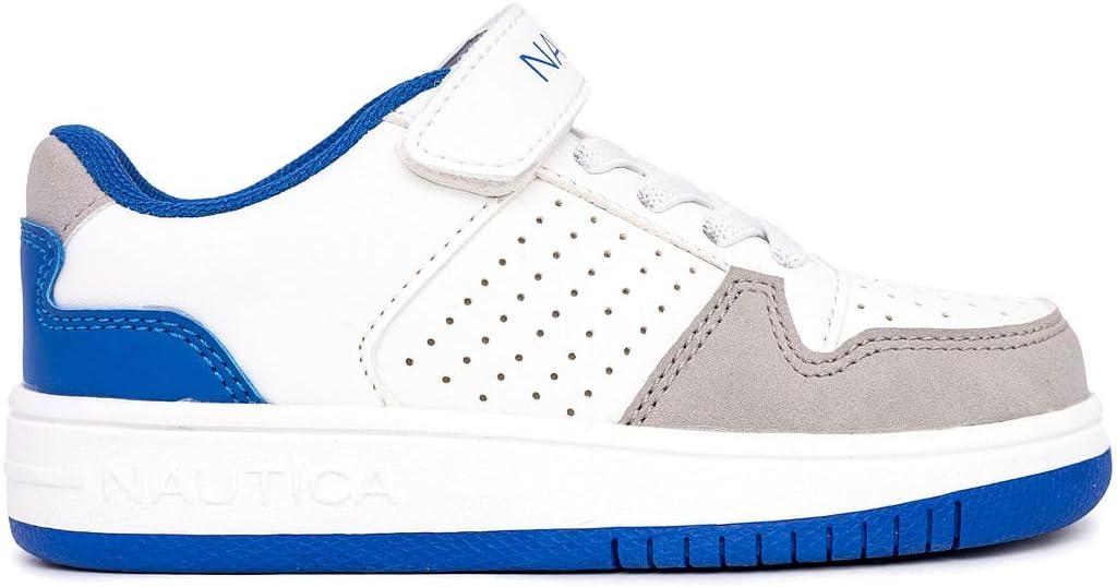 imageNautica Kids Adjustable Strap Shoes Comfortable Casual Sneakers for Boys and Girls Toddlers amp Little KidsWhite Blue Greyjarrell
