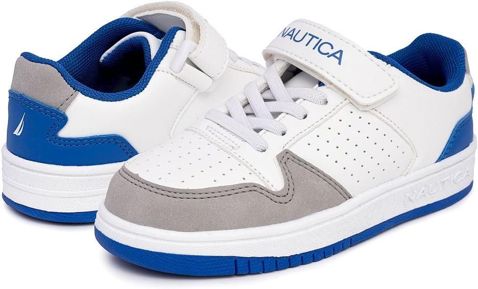 imageNautica Kids Adjustable Strap Shoes Comfortable Casual Sneakers for Boys and Girls Toddlers amp Little KidsWhite Blue Greyjarrell