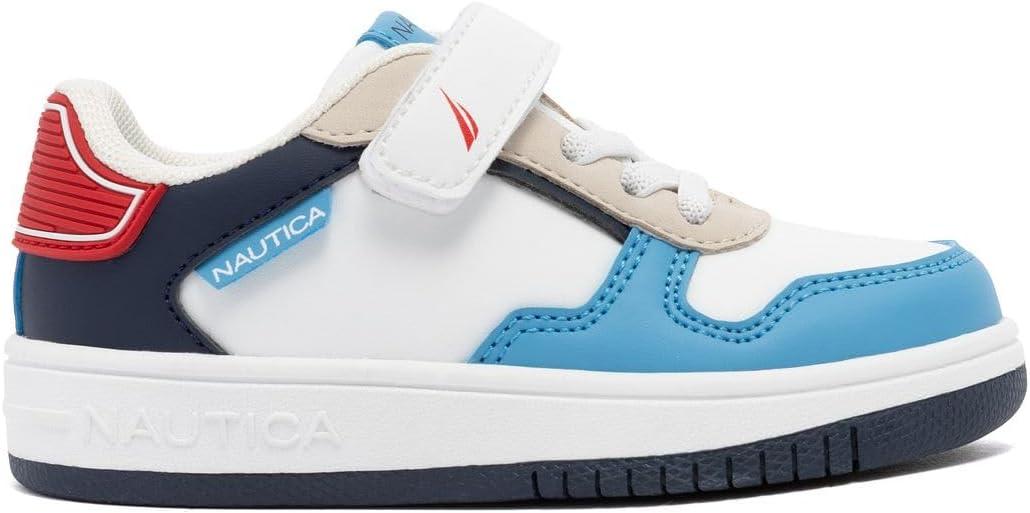 imageNautica Kids Adjustable Strap Shoes Comfortable Casual Sneakers for Boys and Girls Toddlers amp Little KidsWhite Blue Red