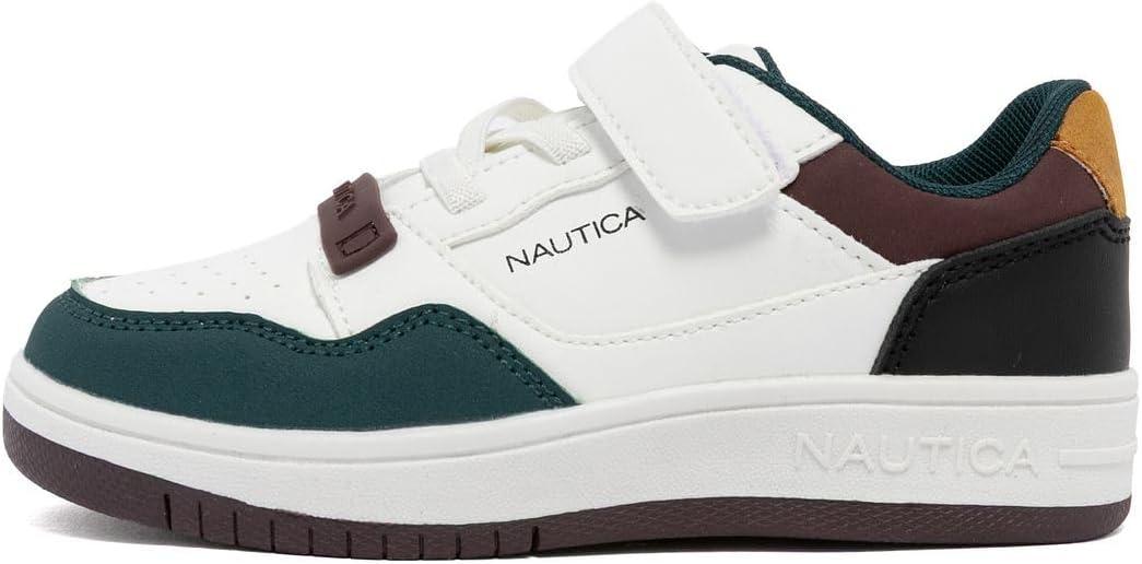 imageNautica Kids Adjustable Strap Shoes Comfortable Casual Sneakers for Boys and Girls Toddlers amp Little KidsWhite Green Burgundyseaspray