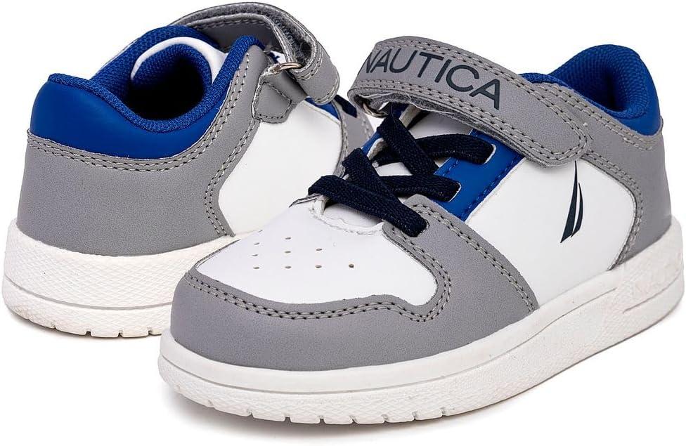 imageNautica Kids Adjustable Strap Shoes Comfortable Casual Sneakers for Boys and Girls Toddlers amp Little KidsWhite Greycaraoni