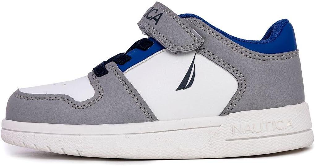 imageNautica Kids Adjustable Strap Shoes Comfortable Casual Sneakers for Boys and Girls Toddlers amp Little KidsWhite Greycaraoni