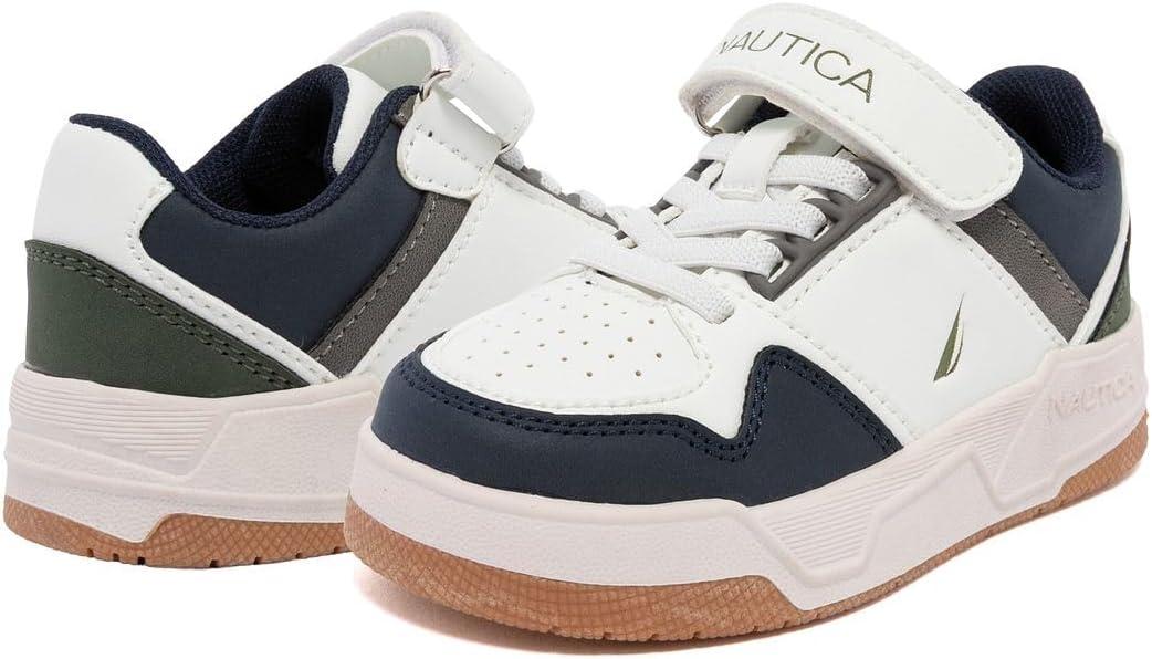 imageNautica Kids Adjustable Strap Shoes Comfortable Casual Sneakers for Boys and Girls Toddlers amp Little KidsWhiteWhitehadley