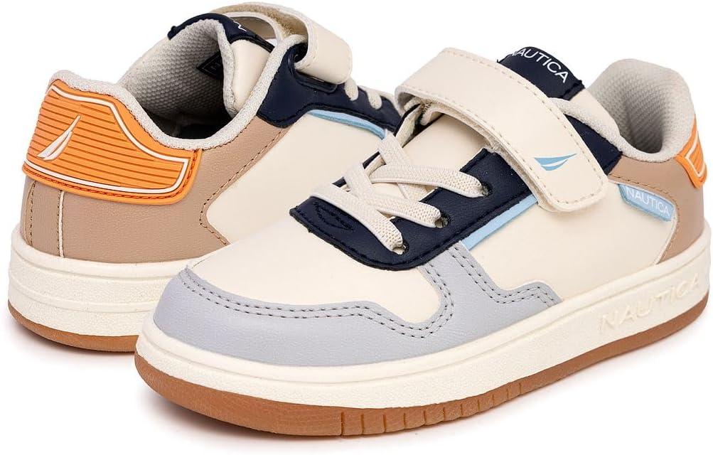 imageNautica Kids Adjustable Strap Shoes Comfortable Casual Sneakers for Boys and Girls Toddlers amp Little KidsWhitenavy Blue