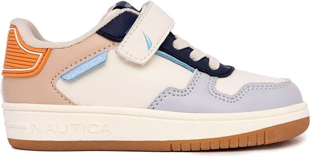 imageNautica Kids Adjustable Strap Shoes Comfortable Casual Sneakers for Boys and Girls Toddlers amp Little KidsWhitenavy Blue