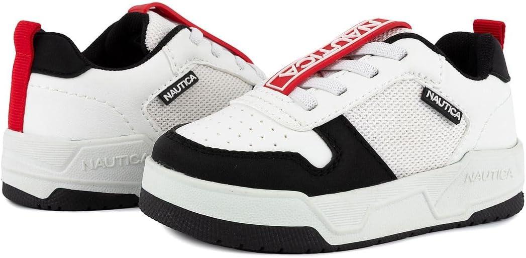 imageNautica Kids Boys Casual LaceUp Fashion Sneakers Oxford Comfortable Walking Shoe Big Kid Little Kid ToddlerWhite Black Red