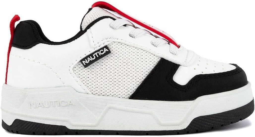 imageNautica Kids Boys Casual LaceUp Fashion Sneakers Oxford Comfortable Walking Shoe Big Kid Little Kid ToddlerWhite Black Red