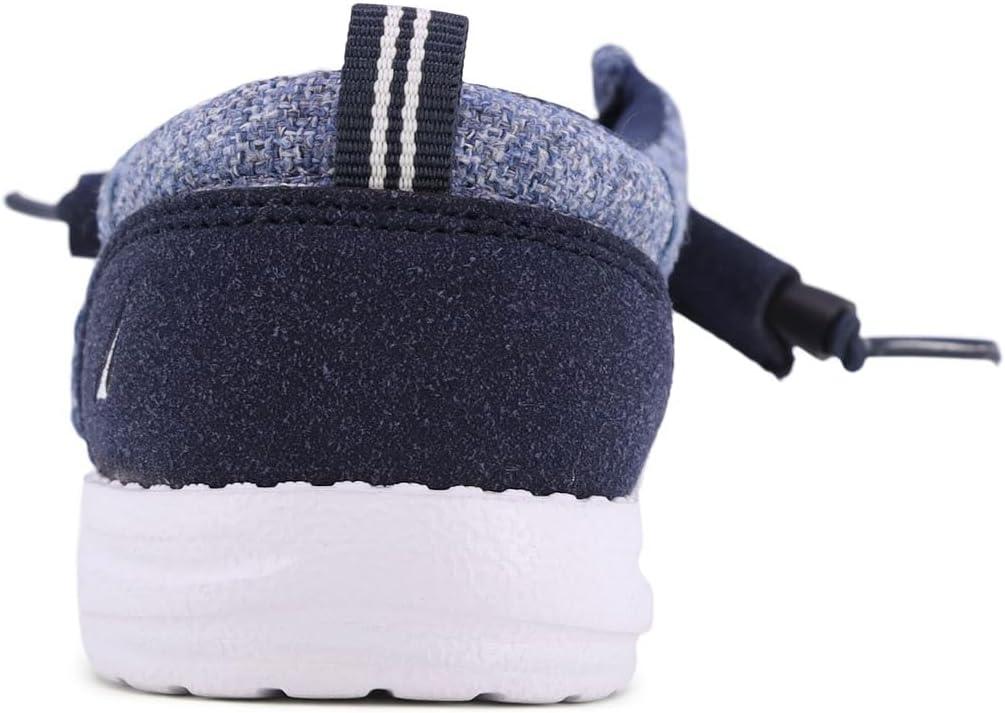 imageNautica Kids Boys Youth Comfort Loafers LaceUp Boat Shoe Lightweight Casual Stretch SneakerLittle KidBig Kid RushfordDenim Tweed