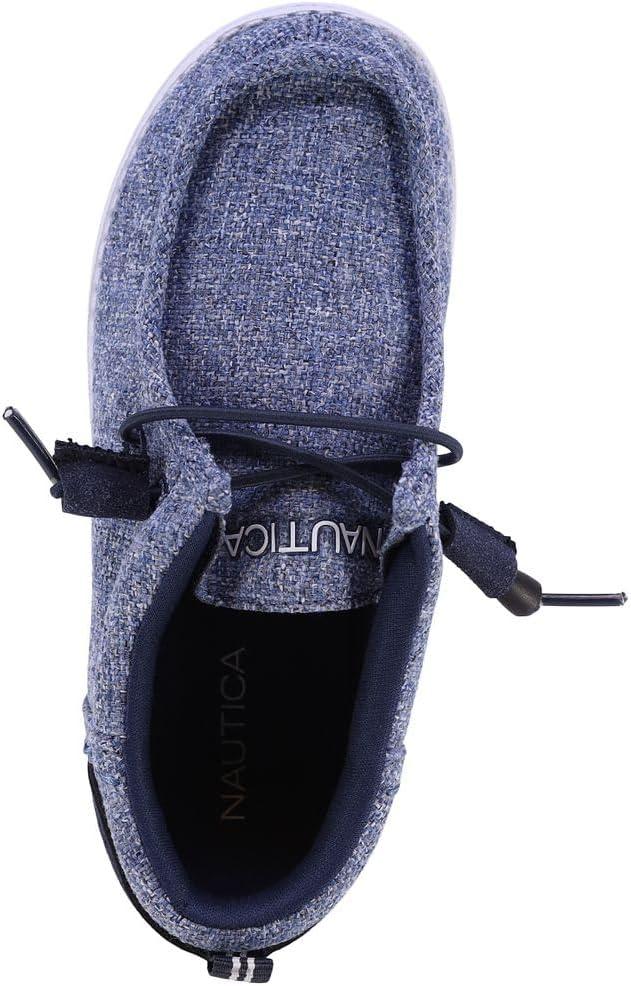 imageNautica Kids Boys Youth Comfort Loafers LaceUp Boat Shoe Lightweight Casual Stretch SneakerLittle KidBig Kid RushfordDenim Tweed