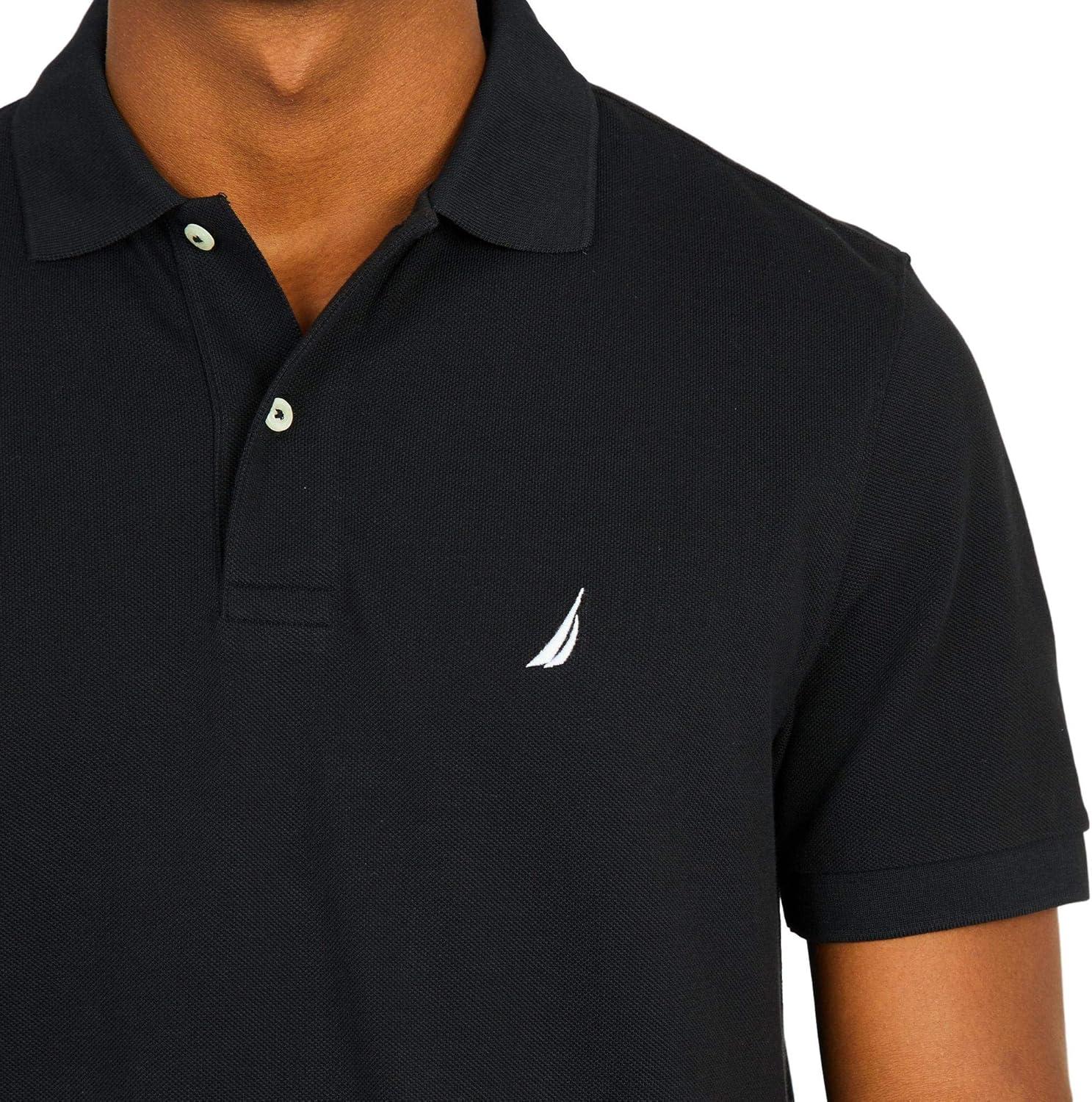 imageNautica Mens Classic Short Sleeve Solid Performance Deck Polo ShirtBasic Black