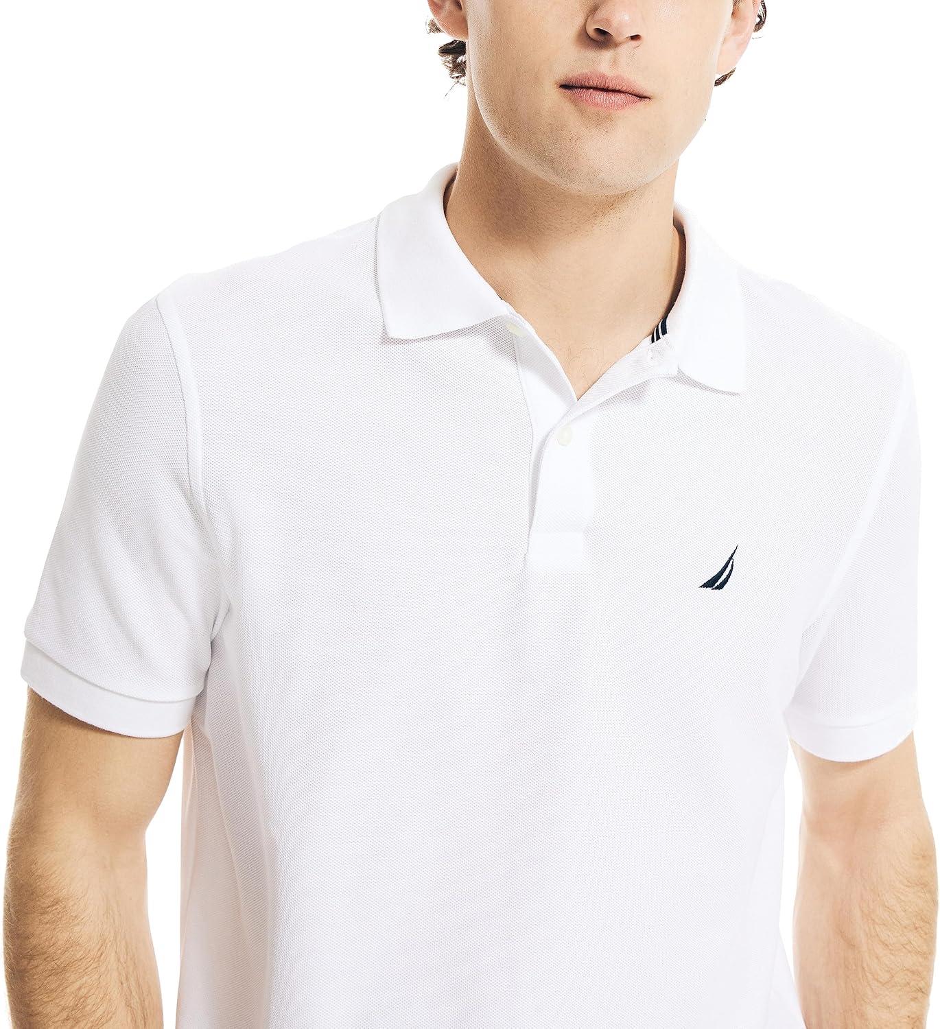 imageNautica Mens Classic Short Sleeve Solid Performance Deck Polo ShirtBright White