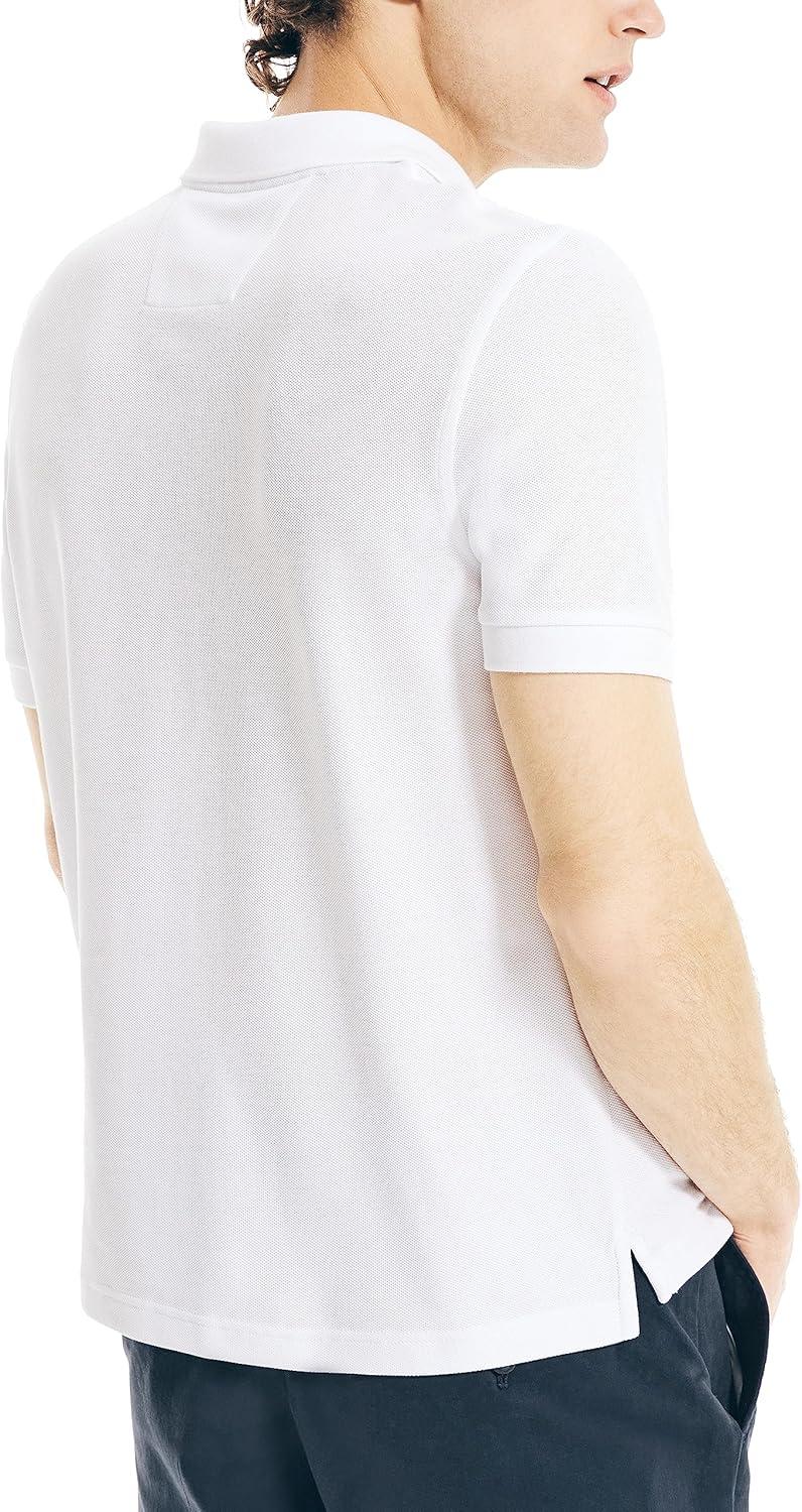 imageNautica Mens Classic Short Sleeve Solid Performance Deck Polo ShirtBright White