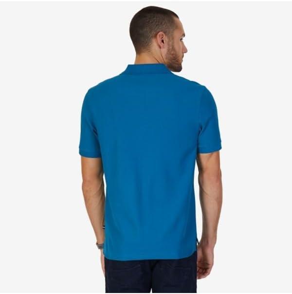 imageNautica Mens Classic Short Sleeve Solid Performance Deck Polo ShirtCargo Blue