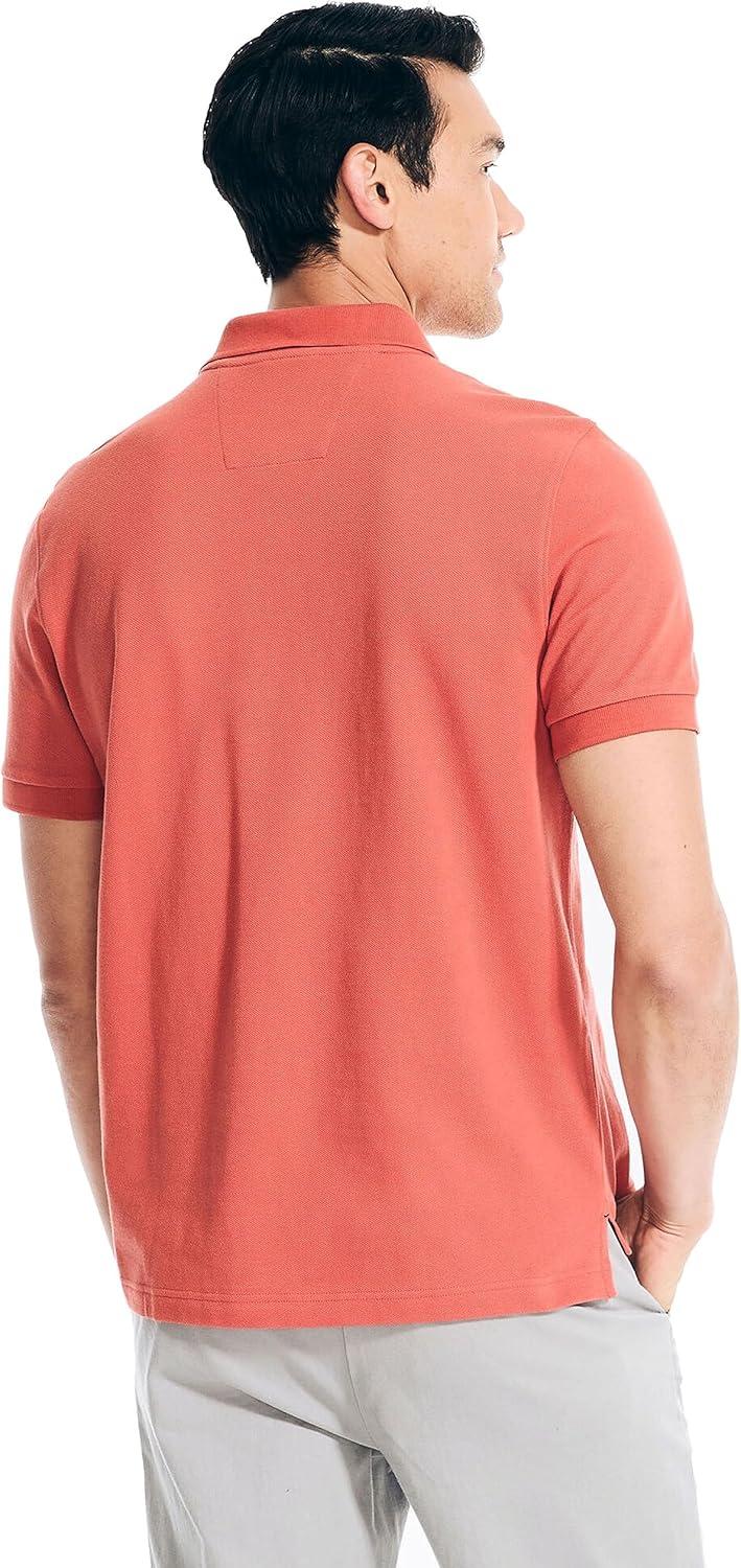 imageNautica Mens Classic Short Sleeve Solid Performance Deck Polo ShirtCayenne