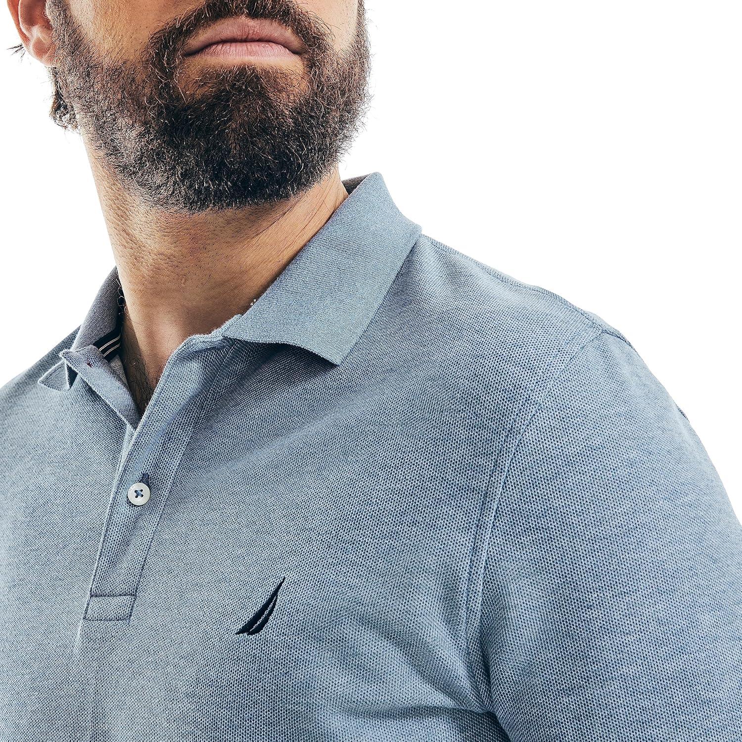 imageNautica Mens Classic Short Sleeve Solid Performance Deck Polo ShirtDeep Anchor Hea