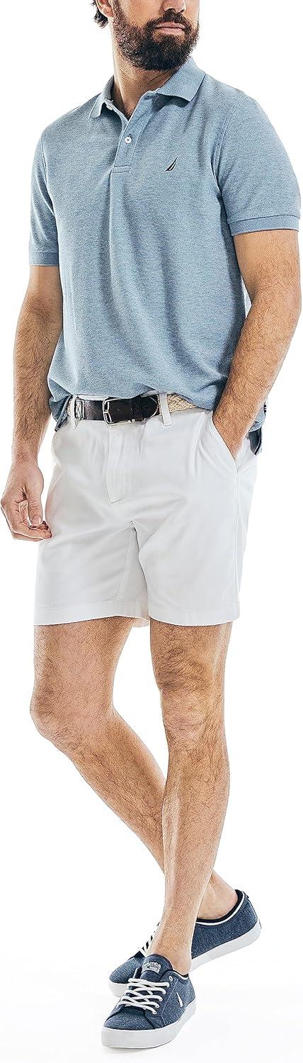 imageNautica Mens Classic Short Sleeve Solid Performance Deck Polo ShirtDeep Anchor Hea