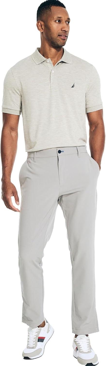 imageNautica Mens Classic Short Sleeve Solid Performance Deck Polo ShirtNavtech Performance Grey Heather