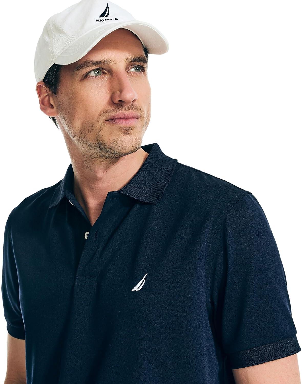 imageNautica Mens Classic Short Sleeve Solid Performance Deck Polo ShirtNavtech Performance Navy
