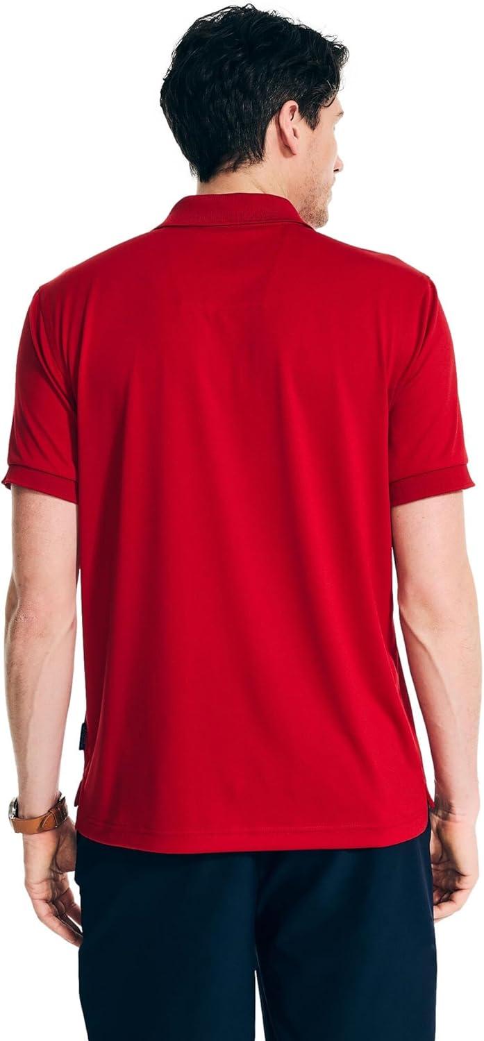 imageNautica Mens Classic Short Sleeve Solid Performance Deck Polo ShirtNavtech Performance Red