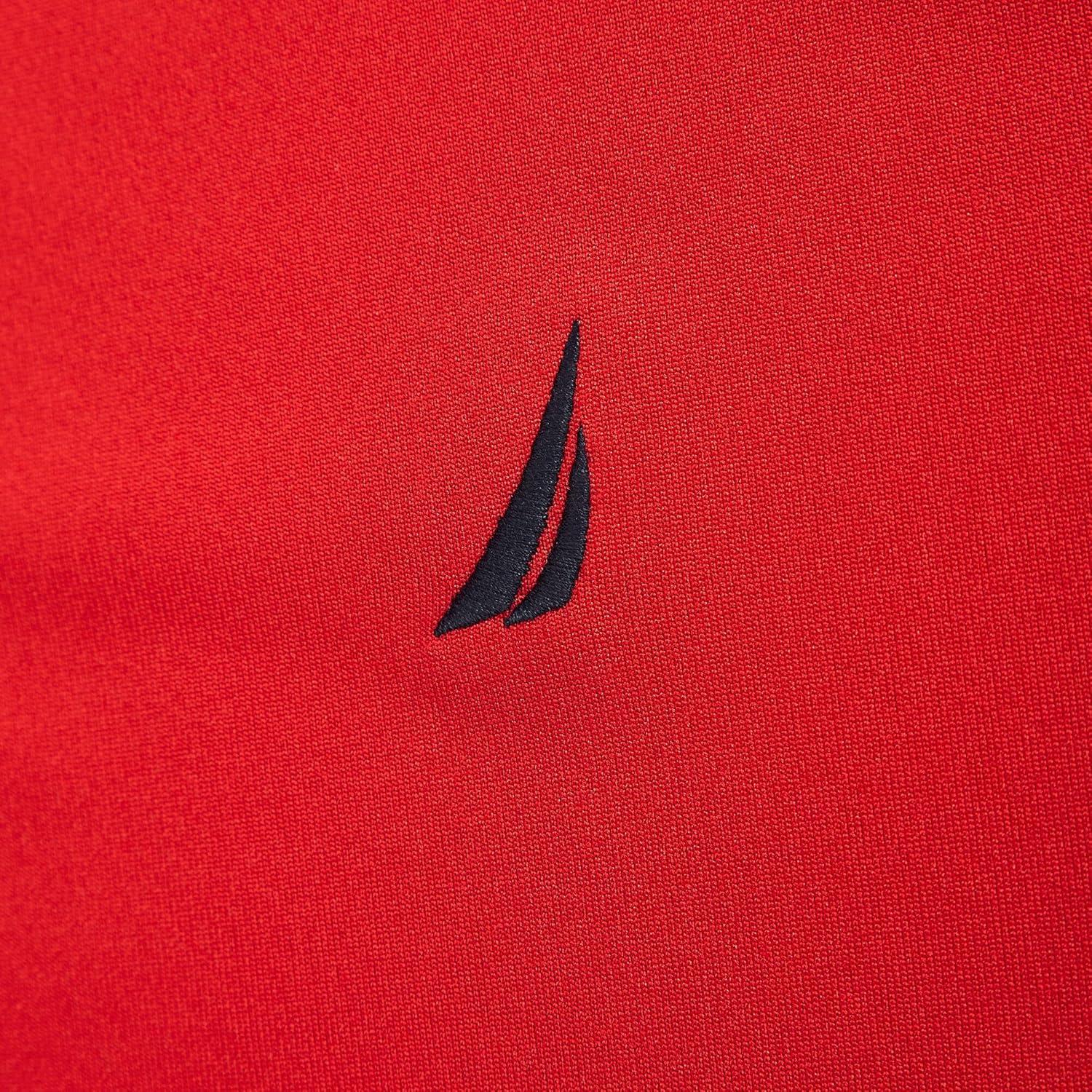 imageNautica Mens Classic Short Sleeve Solid Performance Deck Polo ShirtNavtech Performance Red