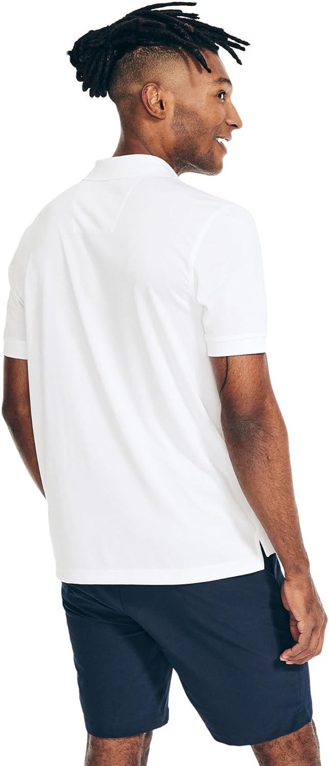 imageNautica Mens Classic Short Sleeve Solid Performance Deck Polo ShirtNavtech Performance White