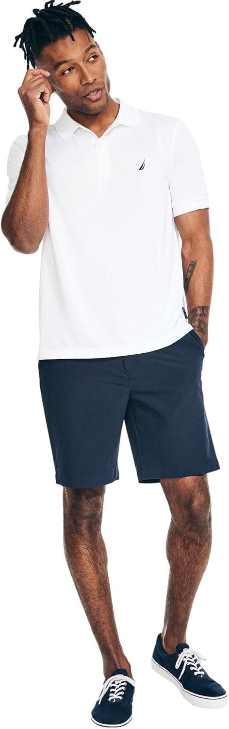 imageNautica Mens Classic Short Sleeve Solid Performance Deck Polo ShirtNavtech Performance White